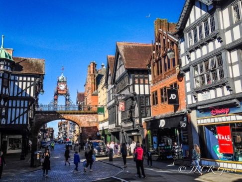 Foregate and East Gate streets in Chester, Cheshire
