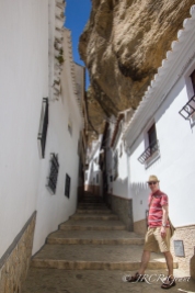 Stairs lead up a walkway in Setenil de las Bodegas